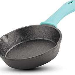 BERGNER Eco Cast Iron 15cm Skillet, Pre-Seasoned Loha Frypan, Even Heat Distributor, Retains Heat to Enhance Flavor, Comes with Silicone Sleeve, Healthy Cooking - Induction Base and Gas Stove Ready-24