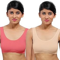 Women's Nylon Blend Wire Free Casual Full-Coverage Bra (Pack of 2) (Po2-BR-Air_Skin, Peach-picture-18