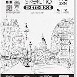 Anupam SketchO Sketch Book A4 Top Wiro Bound Drawing Book Acid Free Paper 140 GSM for Artists, Professional (50 Sheets, 100 Pages)-27