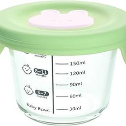 YANCI® 180ml Borosilicate Glass Baby Food Storage Jars with Silicone Lid | Strong Glass | Microwave, Oven & Dishwasher Safe | Infant and Babies, Green, Round, Pack of 1-picture-12