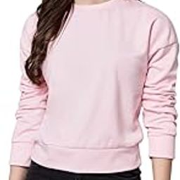 Women Fleece Full Sleeve Solid Crop Crew Neck Sweatshirt-picture-22