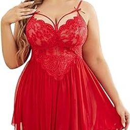 Women Net Babydoll Lace Lingerie Night Dress.-image-19