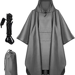 ™ Hooded Rain Poncho Portable Rain Cape Water Resistant Rainwear for Men Women Gray | Coats & Jackets | Mens Clothing-57