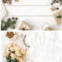 SAVIAURA 1 Sheet 2 in 1 Photography Backdrop 3D Flat Lay Tabletop Double-Sided 22x16 Photo Background PVC Wrinkle-Free for Small Products Food, Cosmetics Shoot (#6-White Wood Plank & Soft Surface)-picture-30