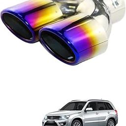 PRIKNIK Dual Exhaust Tip Silencer – 2.5" Inlet, 3" Dual Outlet, 8" Length, Vacuum-Plated Blue Stainless Steel, Sporty Look – Universal Rear End Exhaust Tailpipe Compatible With S-uzuki G-rand Vita-ra-image-99