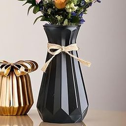 DecorTwist® Flower Vase | Plastic Flower Vases for Home Decor, Bedroom, Centrepiece Living Room, Office Decoration, Flower Pot Pampas Grass Vases (1, Black Faceted Geometric Design)-image-33