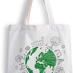 Canvas Tote Bags for Women, College Bag for Girls, Tote Bag for Shopping, Travel & Beach Bags for Women - Green Earth - D No - 242-image-94