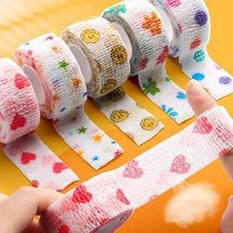 VIVITO Self-Adhesive Finger Bandage Tape | Cute Multi-Design, Non-Woven & Breathable Wrap | Finger Guard for Writing, Nail Art, Sports, Pet First Aid | Stretchable, Latex-Free | MultiColor | (Pack of 2)-image-55