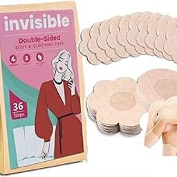 Nipple Covers Stick10 Breathable Nipple, No Show Bra for Women, Skin Friendly, Disposable with Double Sided Tape for Fashion,Transparen (Double Sided Tape-36 Strips)-picture-39