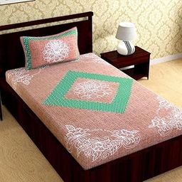 100% Cotton 150 TC Floral Design Printed Single Bedsheet with Pillow Covers 150ME978-image-94