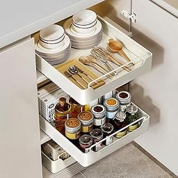 Renva Pull Out Cabinet Organizer for Kitchen,Pull Out Drawers for Kitchen Cabinets,Sliding Drawers for Cabinets Heavy Duty Roll Out Shelf Storage For Kitchen,Bedroom Office-8