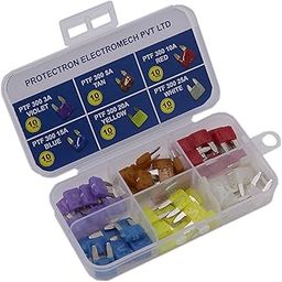 PROTECTRON 60pc Assorted MINI BLADE (ATM) Auto Car standard Fuse kit- 3A, 5A, 10A, 15A, 20A, 25A-26