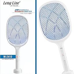 Long Line® 2 in 1 Rechargeable Mosquito Swatter Racket with Auto Kill UV Light | Electric Killer Bat with USB Type-C Charging & Stand with Li-ion Battery | Fly Zapper for Home & Outdoor Use-6