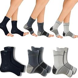 Ecosync Open Toe Bamboo Cotton Neuropathy Compression Socks - Combo Pack of 3 (Black + Charcoal Trio + Classic Trio), Moisture-Wicking, Pain Relief, Breathable, Seamless, Eco-Friendly, Unisex-image-73