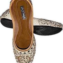 Handmade Embroidered Jutti for Women – Traditional Ethnic Punjabi Footwear with Beads & Sequin Work – White & Gold-image-48