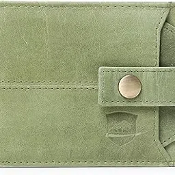 samtroh Button Closer Leather Wallet for Men I 4 Card Slots I 2 Currency & 2 Secret Compartments I 1 Zipper Coin Pocket (Green)-picture-21