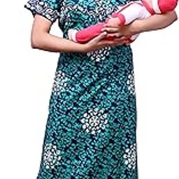 Women Cotton Floral Maxi Maternity/Feeding Nighty-image-43