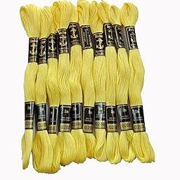 Anchor Cross Stich/Long Stich Embroidery Cotton Threads,Yellow Pack of 10, 8 Mt Each Skeins-image-25