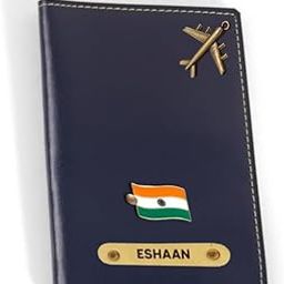 Customised Passport Cover Holder with Personalised Name Charm Leather Passport Cover Holder for Men Women Blue - Customised Passport Holder for Gift-36