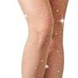 Premium Sparkly Fishnet Stockings, Glitter Rhinestone Nylon High Waist Mesh Tights Pantyhose for Women and Girls (One size fits all -26"-36" Waist)-image-3
