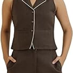 Women's Waist Coat with Shorts | Brown Color-image-9