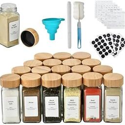 SHIPLORD® Bamboo Lid Spice Jars: 120ml Square Glass Seasoning Bottles with Sprinkler Hole for Kitchen Organization-image-20