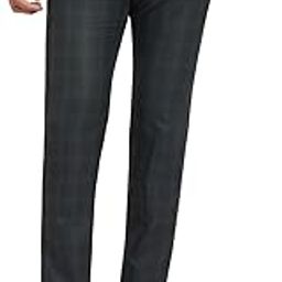 Men's Mid Rise Slim Fit Checks Pattern Poly Viscose Blend Flat Front Formal Trouser-image-76