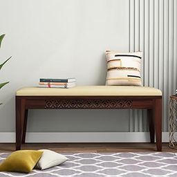 Handwoody Wooden 3 Seater Bench for Living Room, Dining Table, and Study | Sheesham Wood With Adjustable Cushion in Walnut Finish-image-36