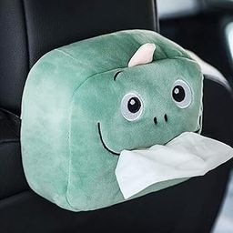 WISKA® Car Tissue Box Holder for Car Animal Faces Cute Cartoon Multifunctional Portable Car Tissue Paper Holder for Car Interior Decoration Accessories (Green)-picture-31