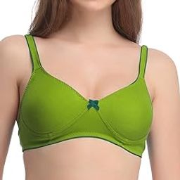 Women's Cotton Non-Padded Wirefree Bra with Demi Cups - Green-picture-35