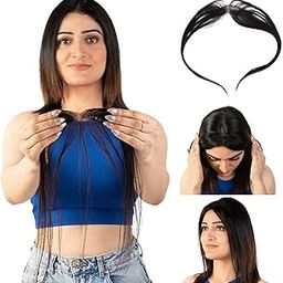 Capilus Frontline Hair Patch with 100% Natural Human Hair for Women (Black). Natural look forehead coverage.-image-33