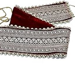 cloth embroidery saree waist Belt Belly Chain for wedding Sarees & Lehangas (Maroon)-image-10