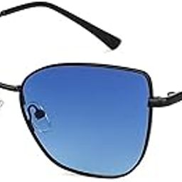 By Lenskart | Black Blue Full Rim Cateye Branded Latest And Stylish Sunglasses | Polarization And 100% Uv Protected | Men & Women | Medium | Vc S14079-15