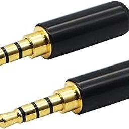 ICSTORE 3.5 mm Stereo Type Connector Pin, 4 Pole/Cut, Metal Case Audio Jack for, Mobile, Laptop, PC, Bluetooth Speaker, Amplifier,Headphone Aux Adapter | Connector.Color : Black. Pack of 2pcs-30