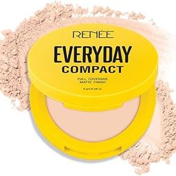 RENEE Everyday Compact Powder - Latte, Matte Finish, High Coverage, Ultralight & Silky Smooth Finish, Enriched with Vitamin C & H yaluronic acid, Cruelty-Free Skincare Infused Makeup, 8Gm-8