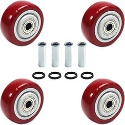 4 PCS 3INCH Caster Wheels Red Heavy Duty Plate Shelf Replacement Wheels for Platform-image-29