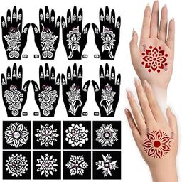 Apcute 18pc Combo Pack Mehandi Stencil Sticker, Mehandi design stencil reusable, Tatoo Heena Mehndi Design Sticker for Women, Girls and Kids, Quick and Easy to use - 18PC-137-138-151-152-picture-5