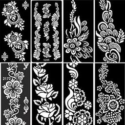 Heena Mehndi Sticker for Hands and Feet - Henna Design Stickers for Women, Girls, Temporary Tattoo Mehendi Stencils for Festivals, Weddings, Parties - DIY Reusable Mehndi Art_Design-12-8