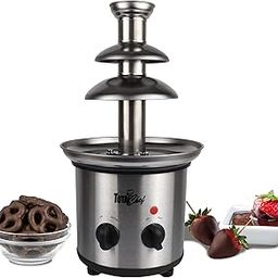Total Chef 3 Tier Chocolate Fountain - Electric Fondue Machine, 1.5 Lbs Capacity, Melts Hot Dark Dipping Chocolate for Party, Wedding & Events, Stainless Steel-0