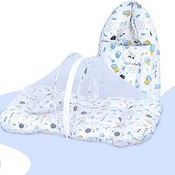 Infans Mini Baby Bedding Set for New Born Baby Sleeping Bag, Mosquito Net Bed Suitable Upto 6 Months Babies (Panda Blue)-picture-7