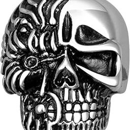 Rings for Men Silver Oxidised Style Mark Mens Collection Men's Stainless Steel Metal Bikers Ring for Men and Boys-image-29
