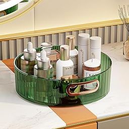 UCRAVO 360 Degree Rotating Tray, Lazy Susan Organizer Makeup Organizer, Acrylic Bathroom Counter Organizer for Lotion Bottle, Spice Holder for Kitchen Pantry Cabinet Dresser, Multifunctional, Green-image-77