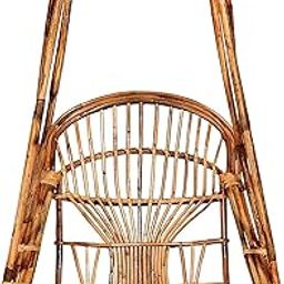 HM SERVICES Rattan Bamboo Cane Swing Chair with Cushion and Hanging Chain for Kids and Adults-image-113