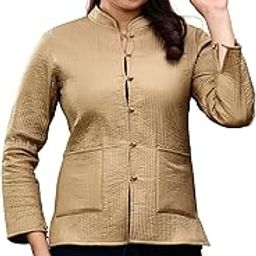 Reversible Cotton Silk Jacket for Women | Handcrafted Ethnic Quilted Jacket | Block Print Winter Wear for Ladies-image-10