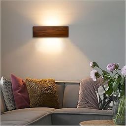 Angillath.in Warm White Rectangle LED Wall Lamp/Light Made of Natural Wood, Wall Sconce for Mirror | Bedroom I stairacase I Corridor | Restaurants I Wall Mount (Walnut)-picture-29