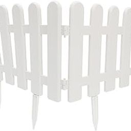 Cabilock Outdoor Decor 2pcs Garden Edging Decorative Border Landscape Garden Picket Fence Plastic White Edgings Outdoor Lawn Patio Grass Lawn Flowerbeds Plant Borders with 4 Ground Plugs Outdoor Toys-image-55