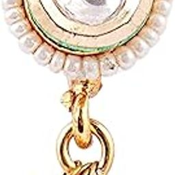 Women Gold Plated Kundan Teardrop design Hanging Beads Nath-image-47