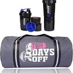 Gym Bag Combo Sports Men's Combo of Leather Gym Bag, Spider Bottle Shake Fitness Kit Accessories (Blue)-15