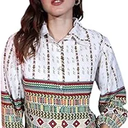 buynewtrend Bubble Sleeve Tribal Printed Women & Girls Shirt | Short Shirts-picture-1