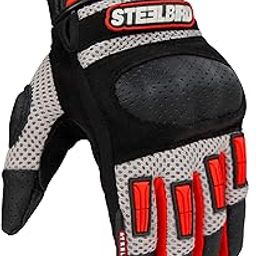 Steelbird Polyester Adventure A-1 Full Finger Riding Gloves With Touch Screen Sensitivity At Thumb & Index Finger, Protective Off-Road Motorbike Racing (Xl, Red, Cycling)-57